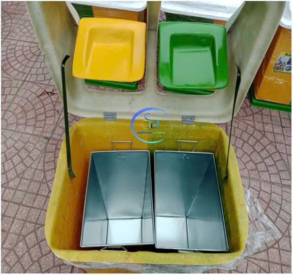 Thùng Rác Nhựa 2 Ngăn, Ngoài Trời