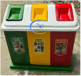 Thùng Rác Nhựa Composite 3 Ngăn Gía Rẻ tại Bắc Ninh