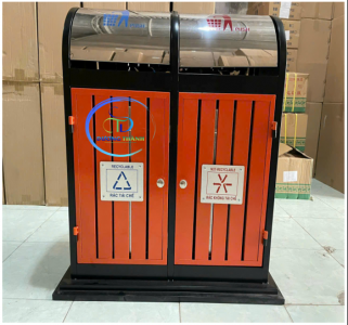 Thùng rác 2 ngăn Inox công cộng
