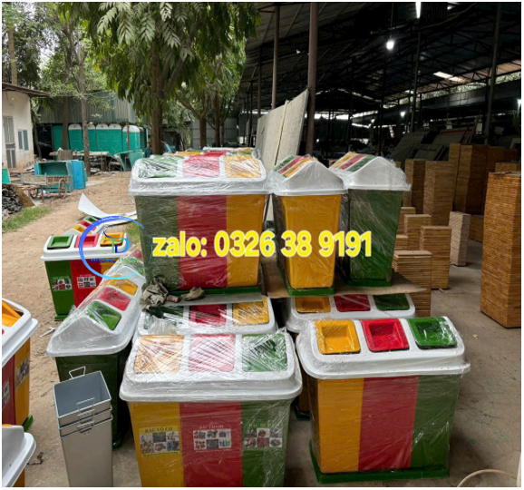 thùng rác 3 ngăn composite