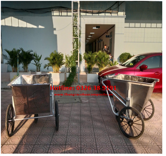 xe gom rác 3 bánh inox đẩy tay Hà Nội