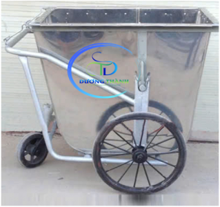 Xe gom rác đẩy tay inox 500l
